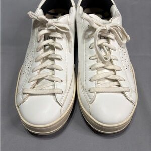 P448 John White Vegan Leather Low Top Sneaker Women's 38 EU/8 US Made In Italy